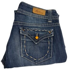 Miss Vigoss Bootcut Blue Jeans Women Juniors XL 13/14 Rhinestone Buttons Y2K